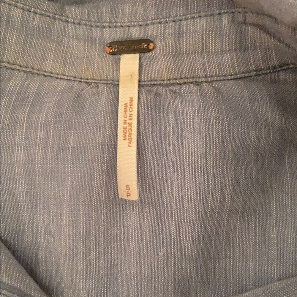 Free People denim button down with crochet back - Picture 3 of 4